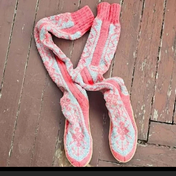 Free People Gypszy Pink Knit Sweater Over The Knee Boots - Picture 2 of 5